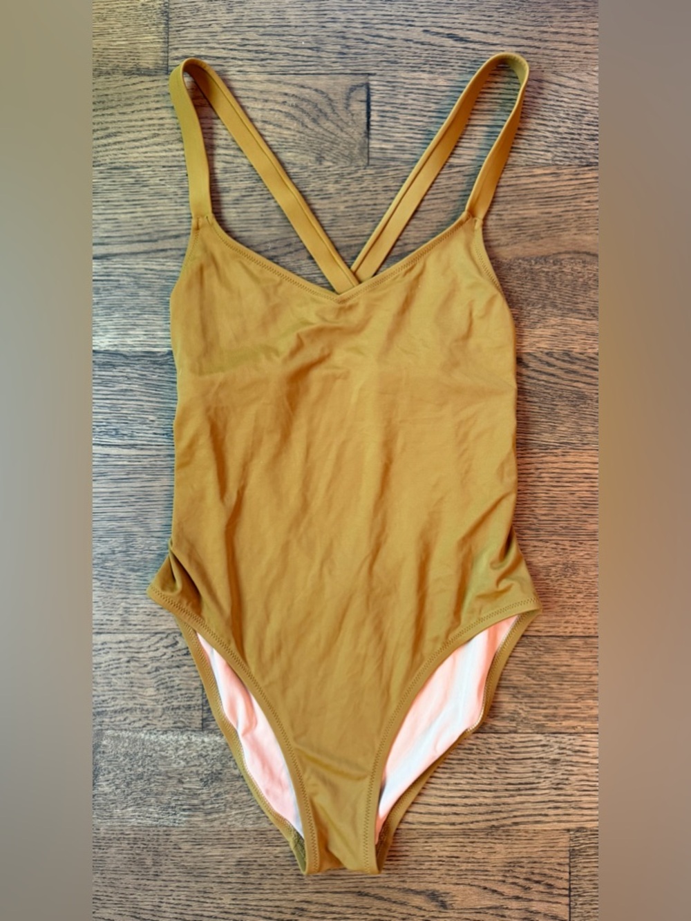 NWT Madewell Second Wave Crisscross One-Piece Swimsuit - Small - Gold